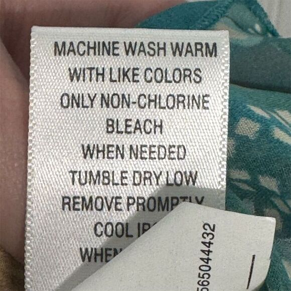 Apt. 9 Boho Patchwork Sheer Blouse L Made in Hong Kong Tie Neck Ruffle Cuff Top - Picture 5 of 10